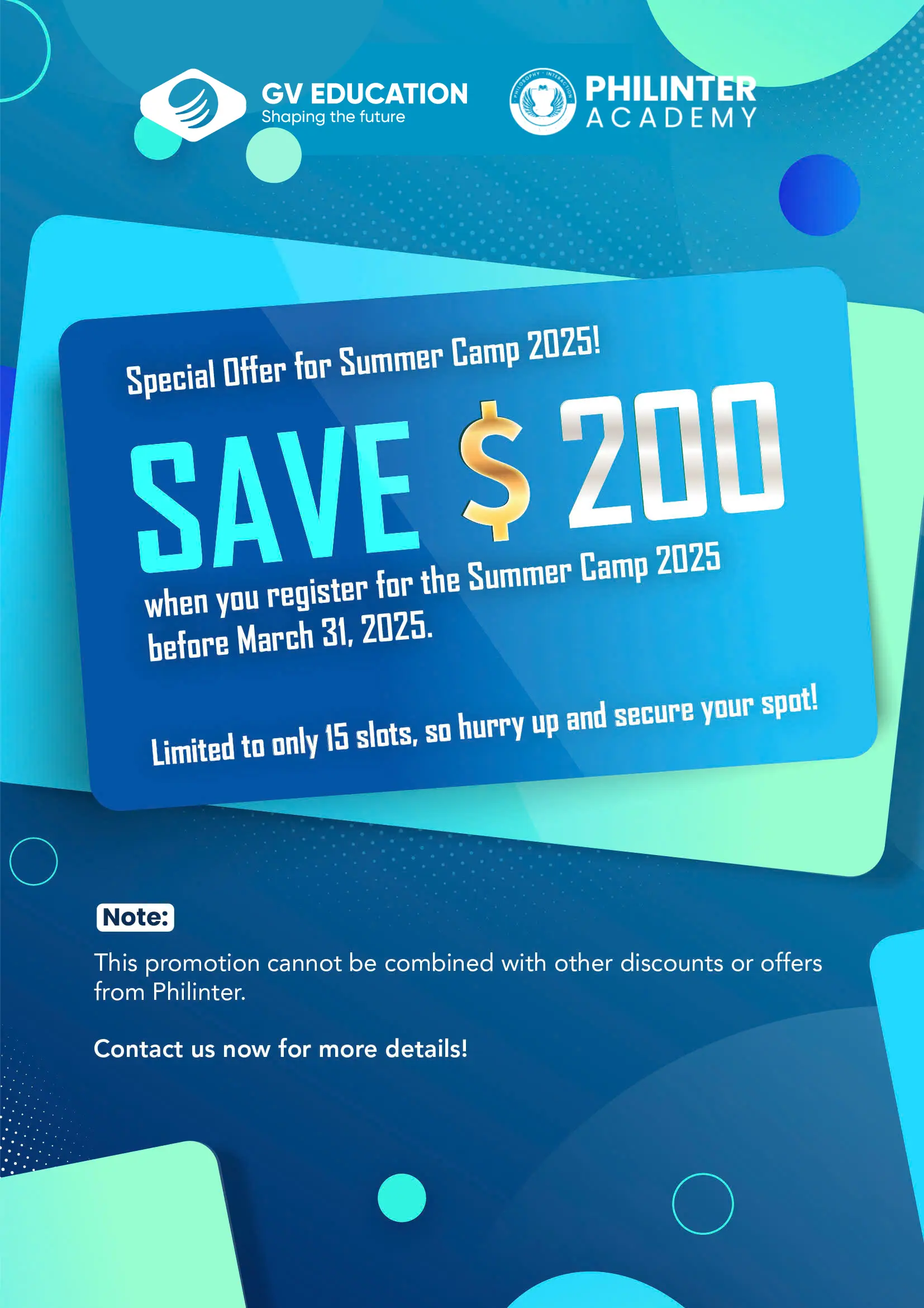 ƯU ĐÃI ĐẶC BIỆT CHO PHILINTER SUMMER CAMP 2025 – ĐĂNG KÝ NGAY CÙNG GV EDUCATION! 